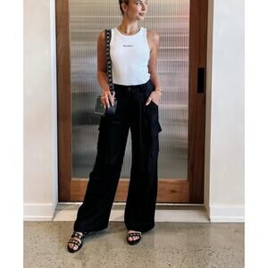 Ena Pelly Hayley Cargo Pants NWT US 4 Navy Wide Leg High Rise